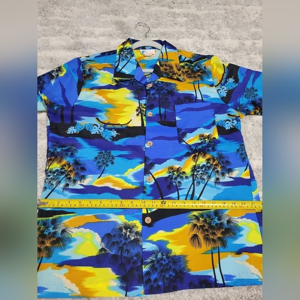 Islander Vibrant Blue and Yellow Hawaiian Shirt - Picture 8 of 9